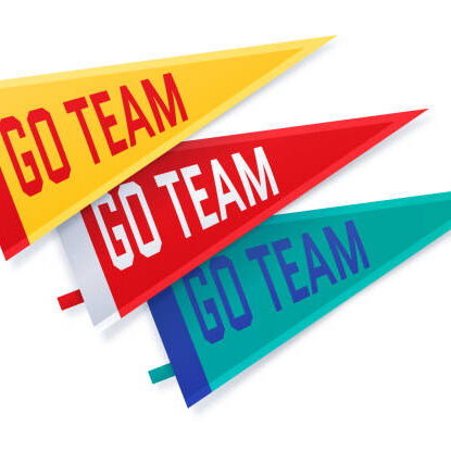 Go team sports college team or school or celebration pennant with copy space.